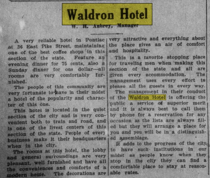 Waldron Hotel - Nov 12 1931 Article